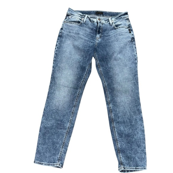 Silver Womens 31X29 Blue Boyfriend Faded Low-Medium Rise Denim Jeans - Picture 2 of 7